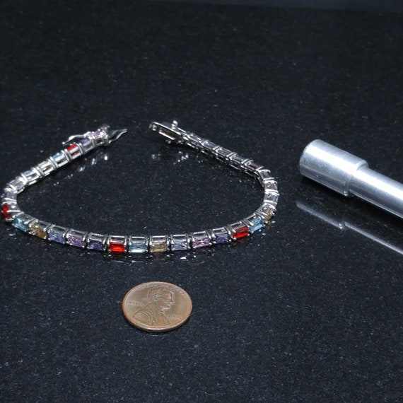 Silver Multi-colored Crystal Rhinestone Bracelet,… - image 8