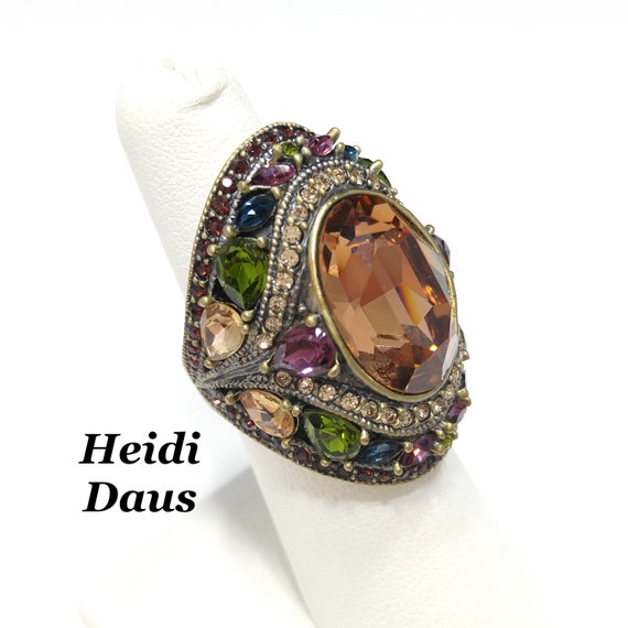 Heidi Daus Topaz Rhinestone Statement Ring, Green… - image 1