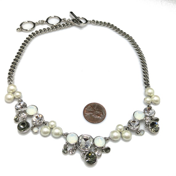 Givenchy Faux Pearl Opalescent Rhinestone Necklac… - image 7