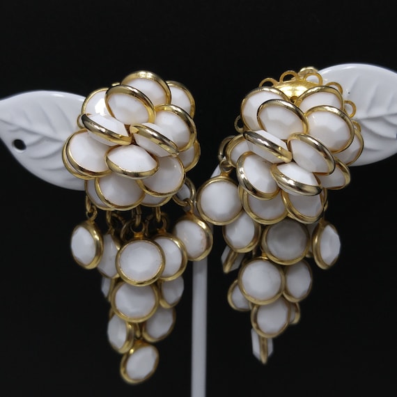 Sorrelli White Crystal Beaded Earrings, 1990s Vin… - image 2