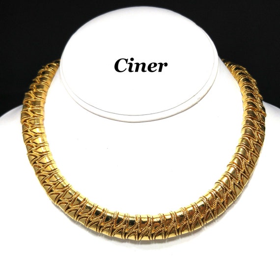 Ciner Gold Plated Snake Choker Necklace, 1980s Vin