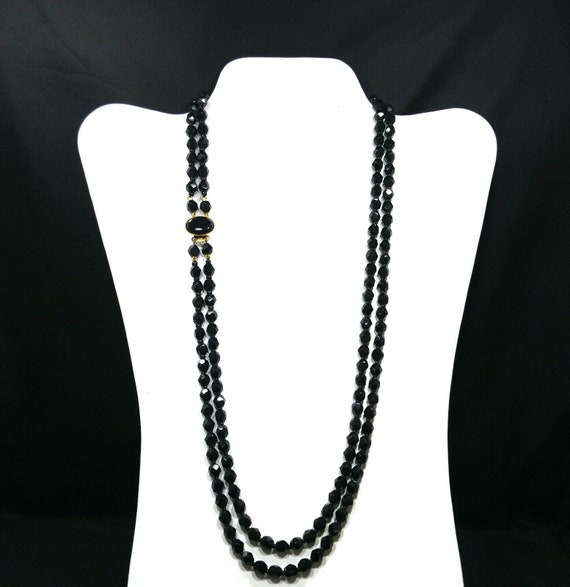 Black crystal beads necklace online