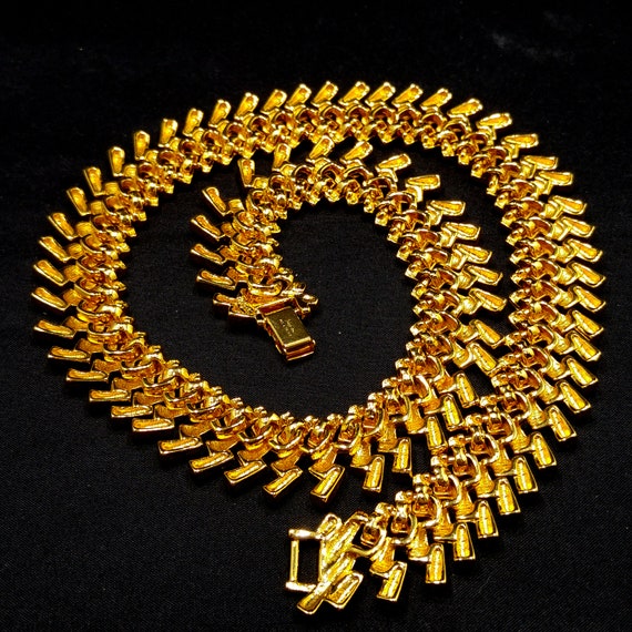 Napier Gold Plated Link Necklace, Pat 4.774.743, … - image 8