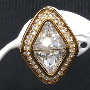 Swarovski Clear Crystal Rhinestone Earrings, Gold Plated, 1990s Vintage Jewelry image 3