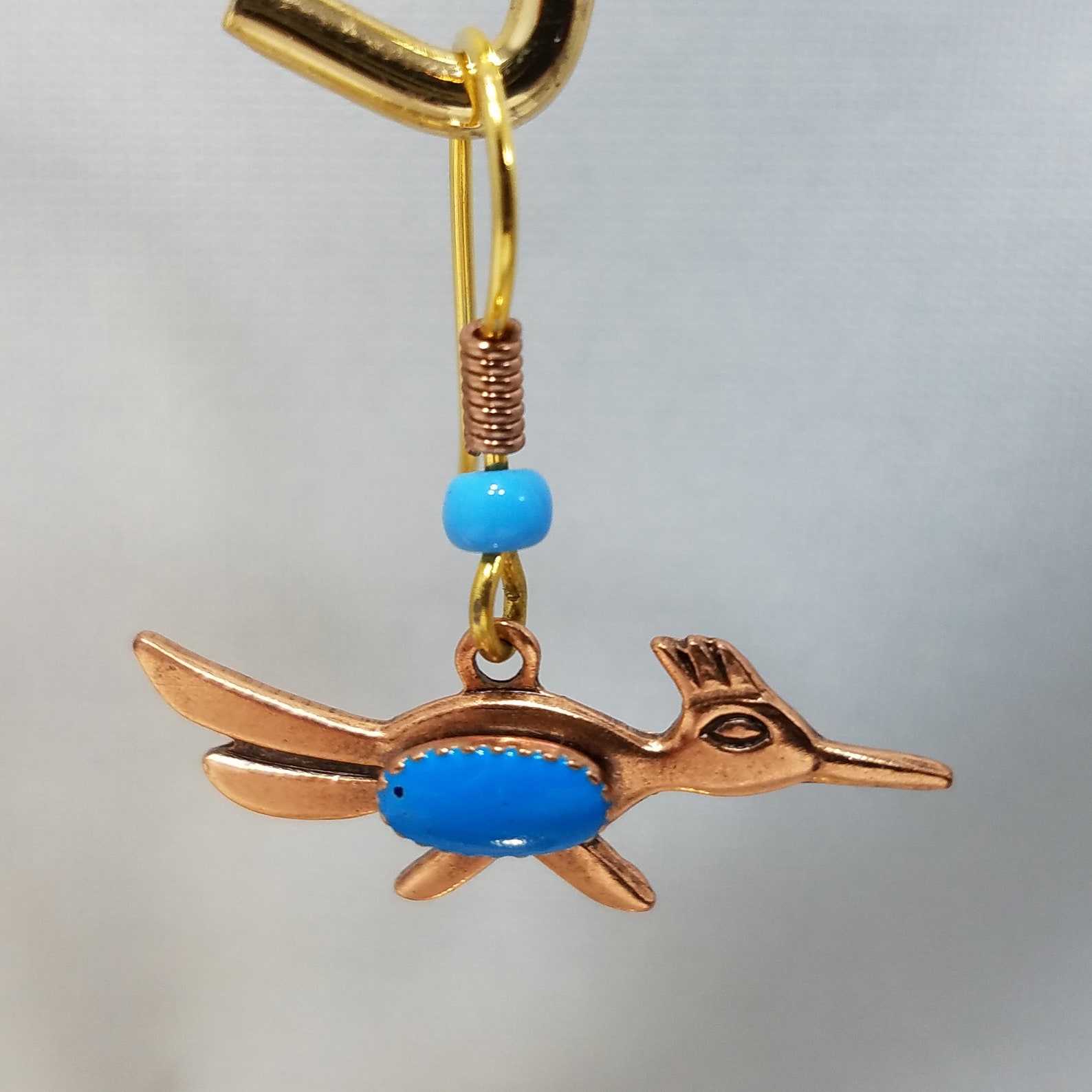 Vintage Roadrunner Solid Copper Earrings Etsy