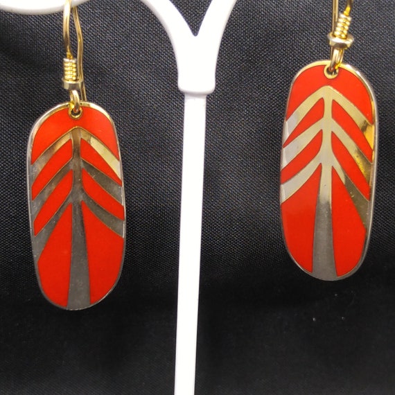 Laurel Burch "Tahoe Arrow" Earrings, Bright Red E… - image 2