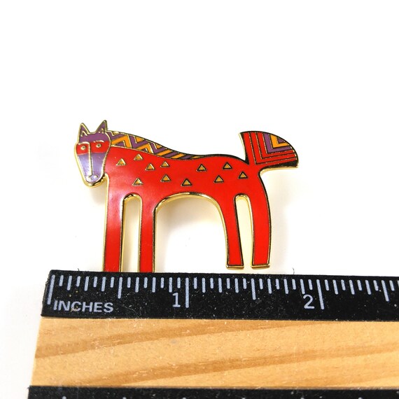 Laurel Burch "Inca" Red Horse Brooch, Cloisonné G… - image 7