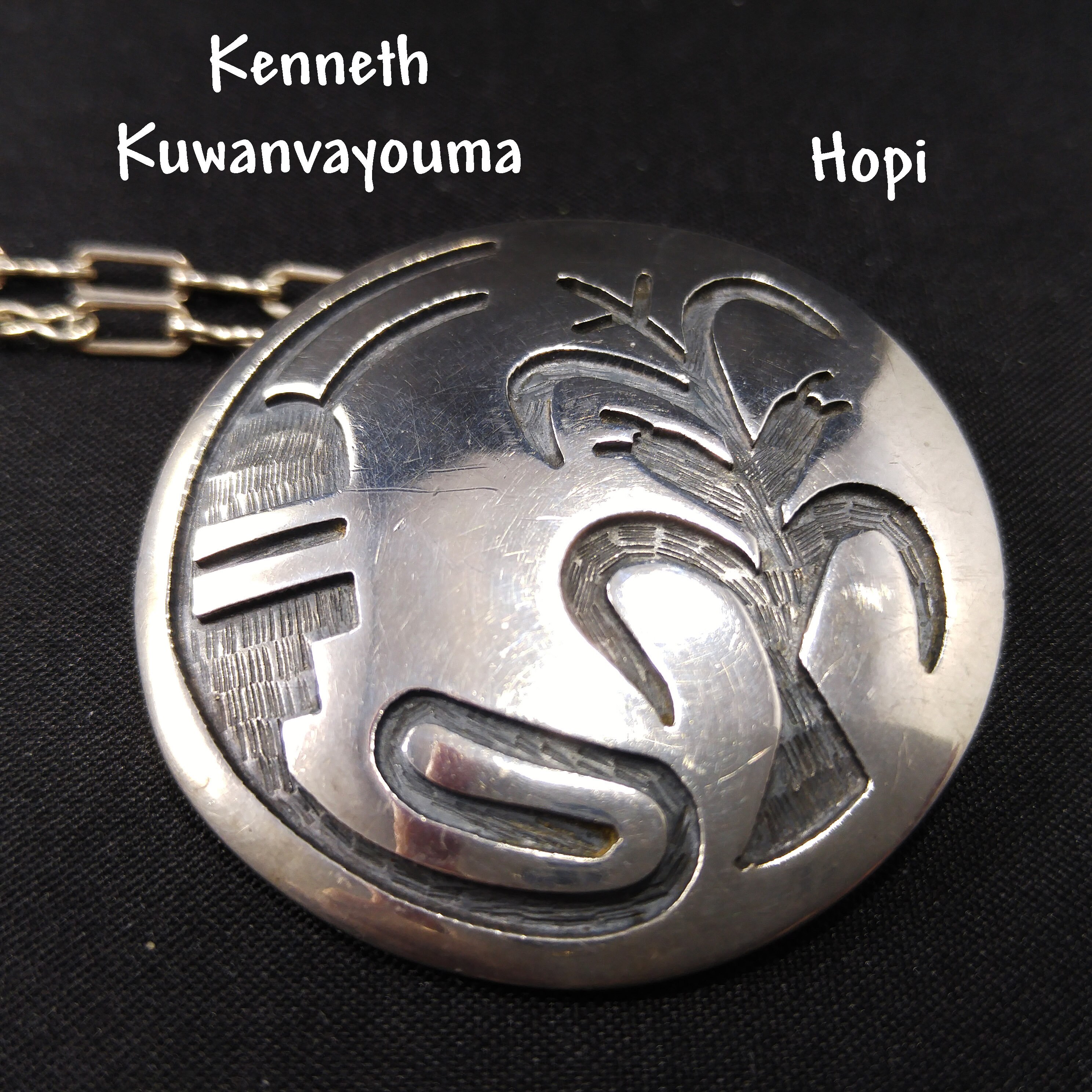Vintage Hopi Kenneth Kuwanvayouma Pendant & Brooch, Vintage 