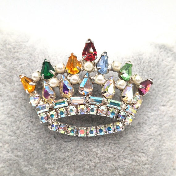 Unsigned B. David Rhinestone Crown Brooch, Mother's Crown
