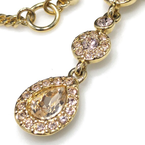 Givenchy Champagne Rhinestone Pendant Necklace, G… - image 9