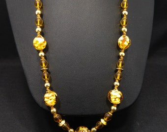 Vintage Murano Venetian Glass Beaded Necklace, Glitter Glass