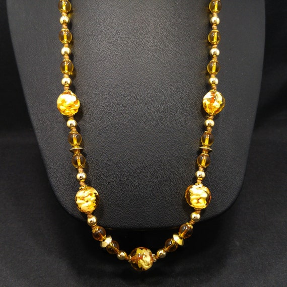 Vintage Murano Venetian Glass Beaded Necklace, Glitter Glass