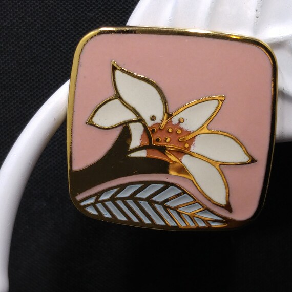 Laurel Burch "Wild Lily" Pink Post Earrings, Cloi… - image 3