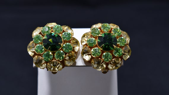 Judy Lee Green Rhinestone Clip Earrings, 1960s Vi… - image 5