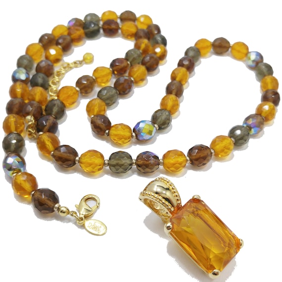 Joan Rivers Long Beaded Crystal Necklace & Remova… - image 2