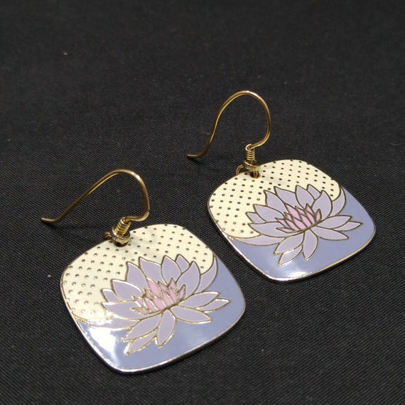 Laurel Burch "Nile Lily" Drop Earrings, Gold Plat… - image 7