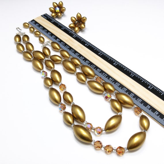 Mid Century Gold Pearled & Crystal Beaded Necklac… - image 4