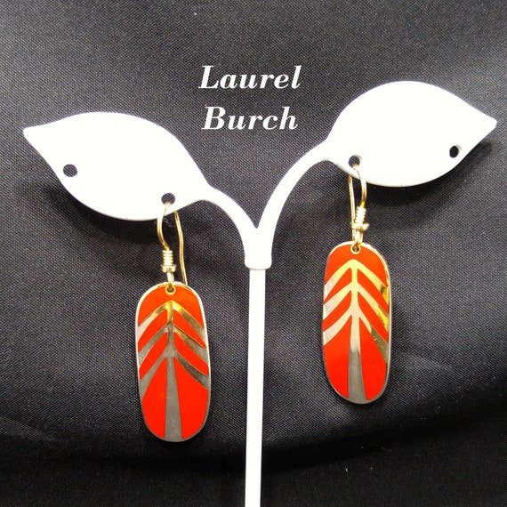 Laurel Burch "Tahoe Arrow" Earrings, Bright Red E… - image 1