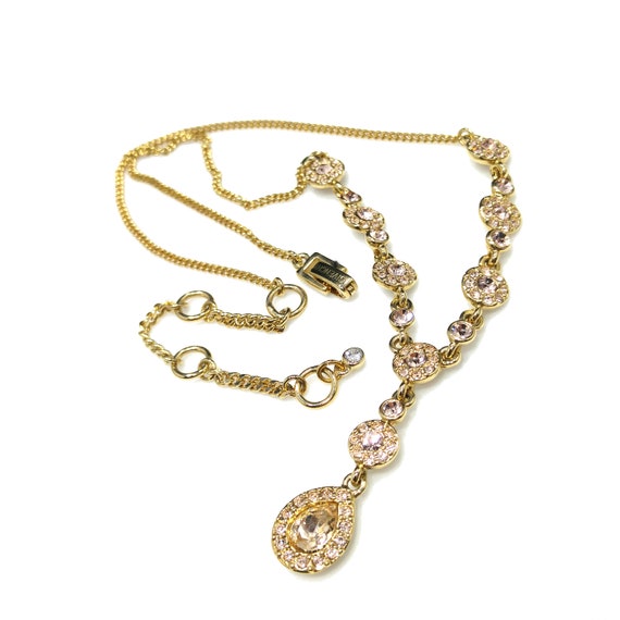 Givenchy Champagne Rhinestone Pendant Necklace, G… - image 7