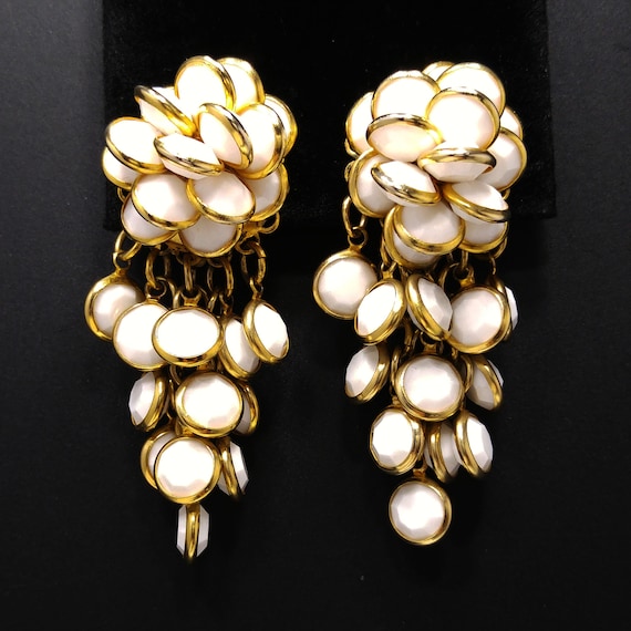 Sorrelli White Crystal Beaded Earrings, 1990s Vin… - image 10