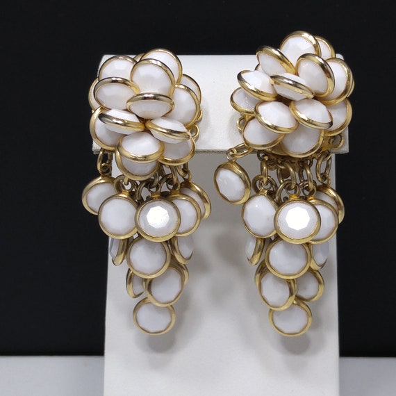 Sorrelli White Crystal Beaded Earrings, 1990s Vin… - image 9