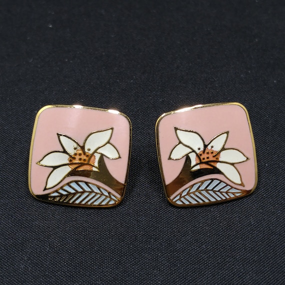 Laurel Burch "Wild Lily" Pink Post Earrings, Cloi… - image 4