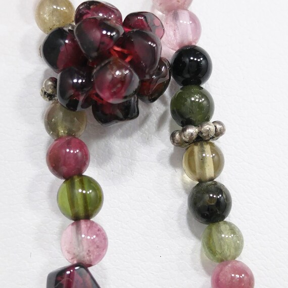 Vintage Gemstone Beaded Necklace, Garnet Clusters… - image 3