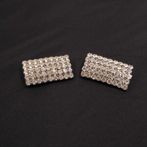Musi Shoe Clips, Austrian Clear Crystal Rhinestones, Silver Tone Backing, 1960s Vintage Jewelry image 10