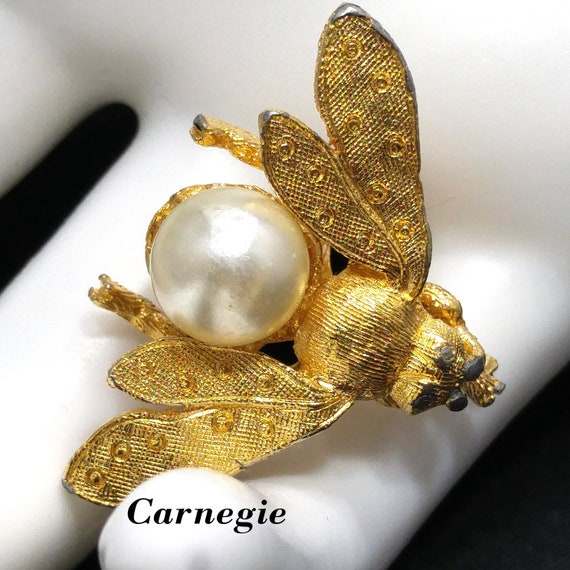 Hattie Carnegie Insect Brooch, Faux Pearl, 1960s V
