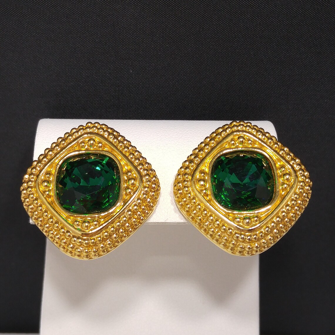 Vintage Edle Grün Schwarze Strass Ohrhänger (Gebraucht) In Zürich Für