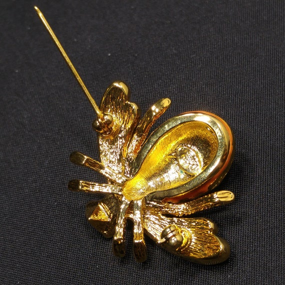 Joan Rivers Bee Enamel Rhinestone Brooch, Gold Pl… - image 8