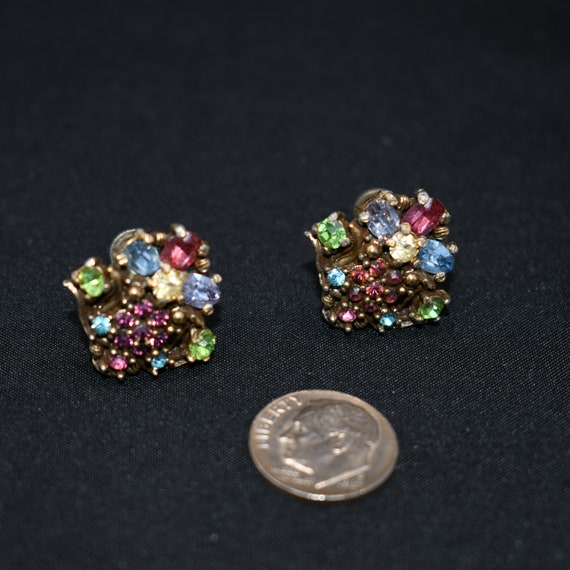 Hollycraft Pastel Rhinestone Earrings, Mid-Centur… - image 9