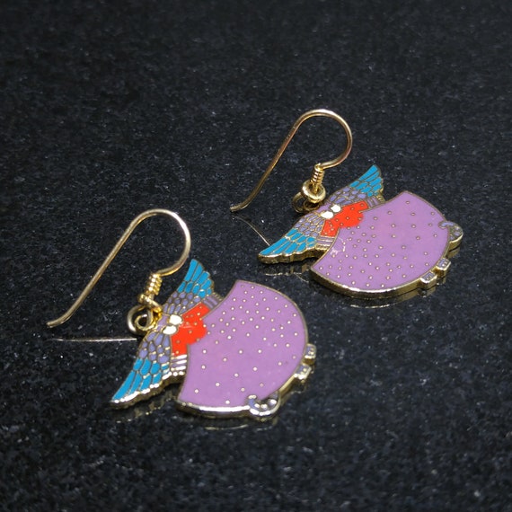 Laurel Burch "Angelicat" Earrings, Gold Plated Cl… - image 9