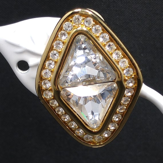 Swarovski Clear Crystal Rhinestone Earrings, Gold… - image 2