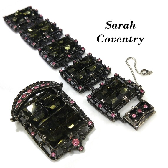 Sarah Coventry Midnight Magic Bracelet & Brooch Book Piece