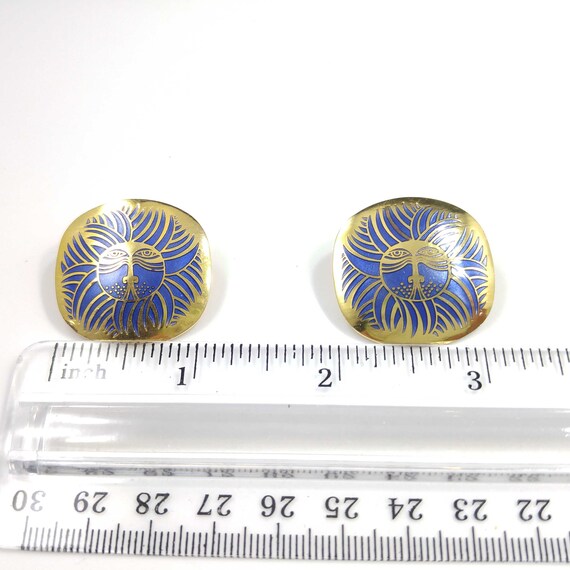 Laurel Burch "Eskimo Lion" Earrings, Blue Gold To… - image 6