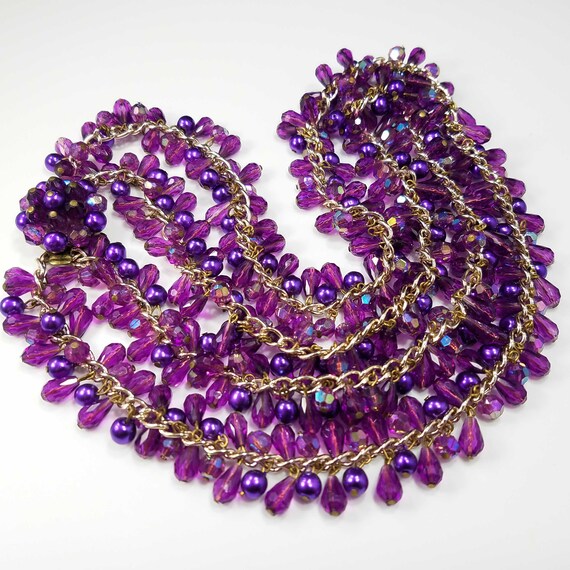 Western Germany Purple Gold Beaded Necklace, 1960… - image 6