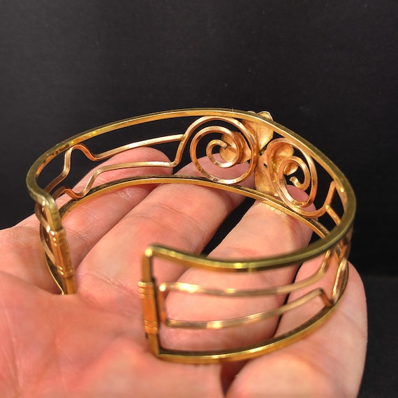 Krementz 14K Rolled Gold Overlay Cuff Bracelet, O… - image 8