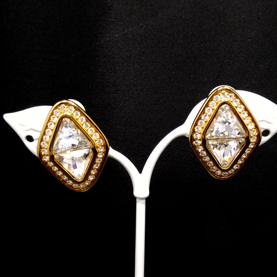Swarovski Clear Crystal Rhinestone Earrings, Gold… - image 4