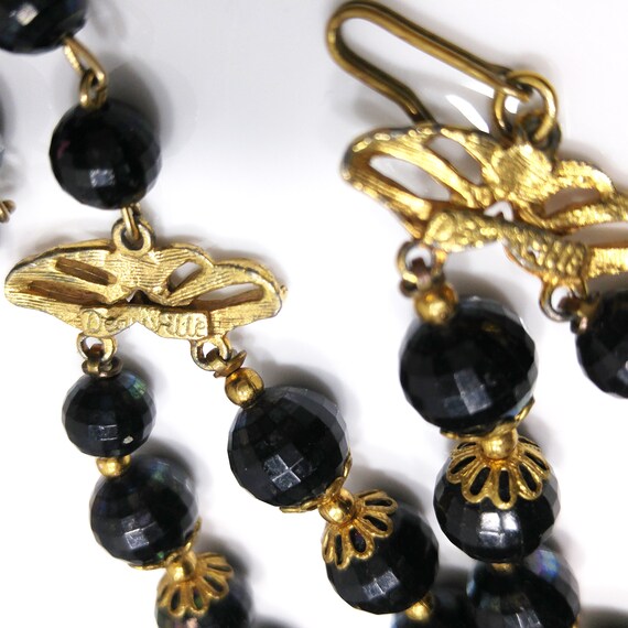 Deauville Lucite Black & Gold Necklace, Two Stran… - image 7