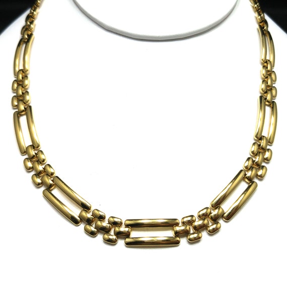 Monet Smooth Link Necklace, Gold Plated, 1980s Vi… - image 2