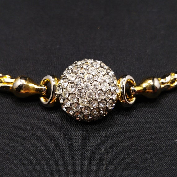 Vintage Sphinx Gold Rhinestone Bracelet, Clear Pa… - image 10