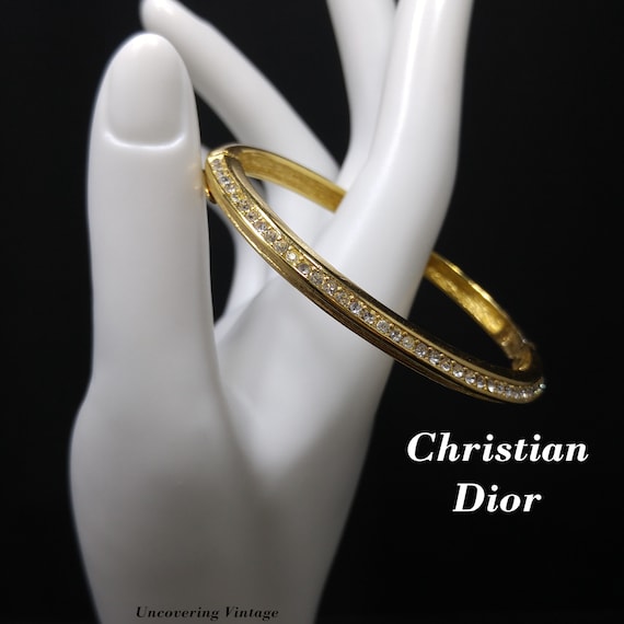 Christian Dior Clear Rhinestone Hinged Bracelet, … - image 1