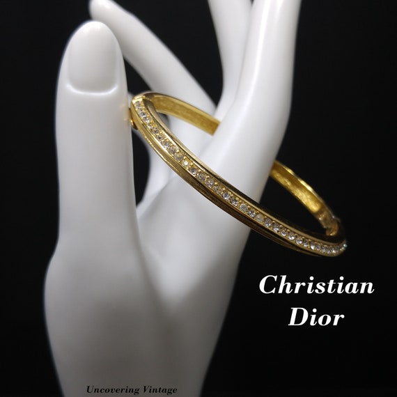 Christian Dior Clear Rhinestone Hinged Bracelet, … - image 1