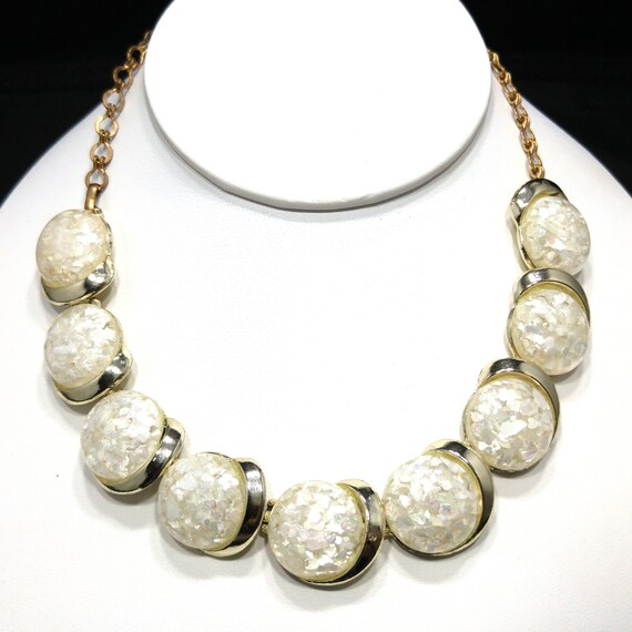 Vintage Lucite Confetti Choker Necklace, Gold Tone, W… Gem