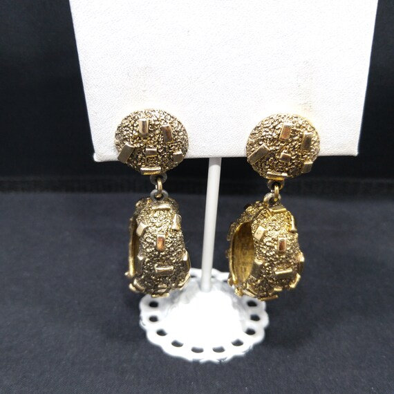 Tortolani Brutalist Dangle Earrings, Gold Plated,… - image 8