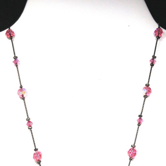 Dabby Reid Pink AB Crystal Necklace, Deep Pink Sw… - image 5