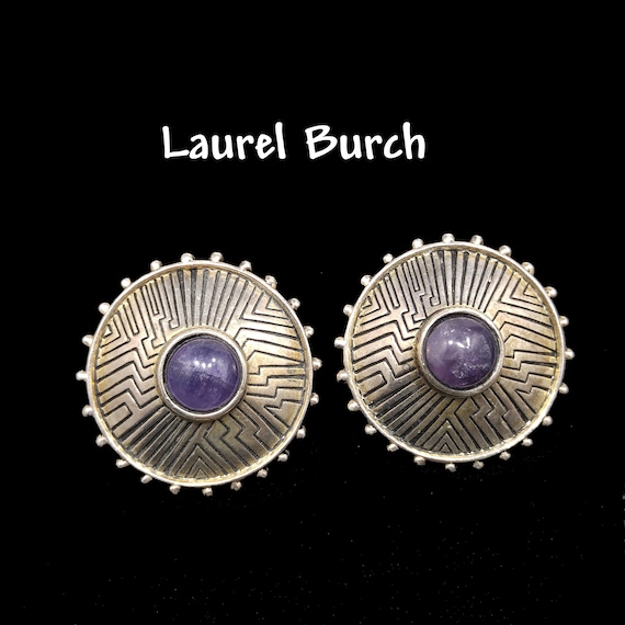 Laurel Burch Amethyst Clip Earrings, Purple Gemsto