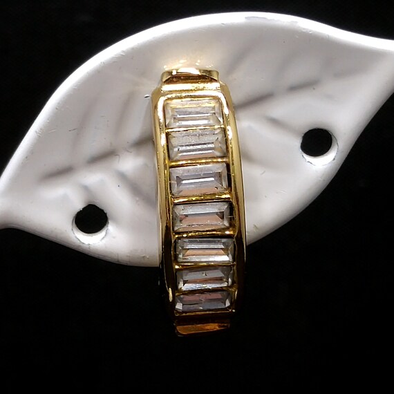 Christian Dior Half Hoop Baguette Rhinestone Clip… - image 3