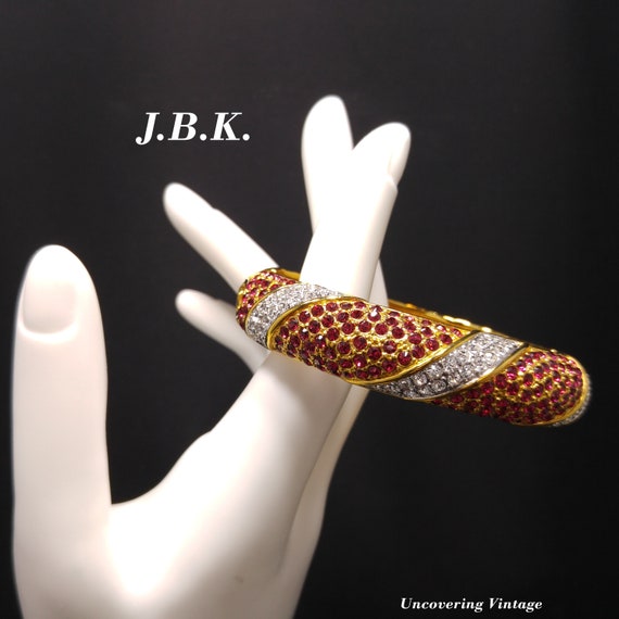 Jacqueline Kennedy Red Clear Rhinestone Bracelet,… - image 1